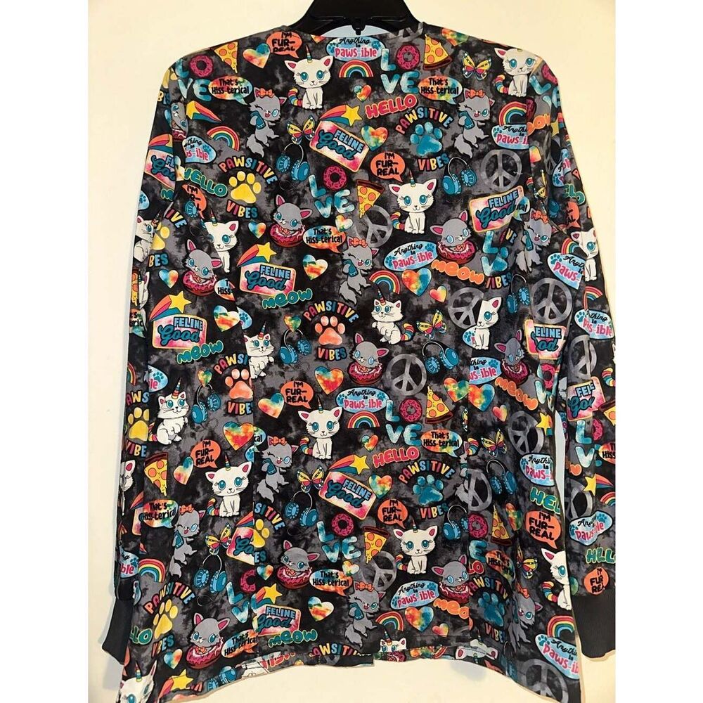 Dickies Women's Pawsitive Vibes Snap Front Warm-Up Scrub Jacket DK306 Medium - Picture 5 of 6